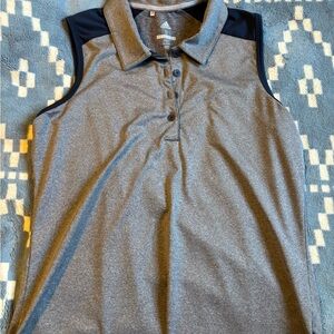 Adidas grey and navy sleeveless polo